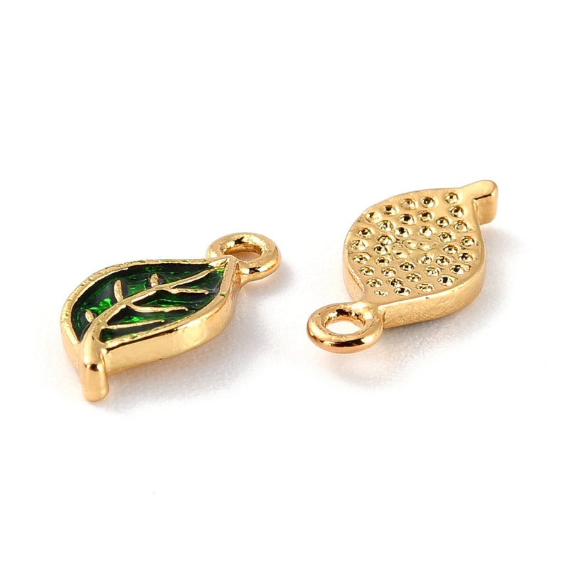 Hoja, Brass, Enchapado 18k, Charm y Pendant