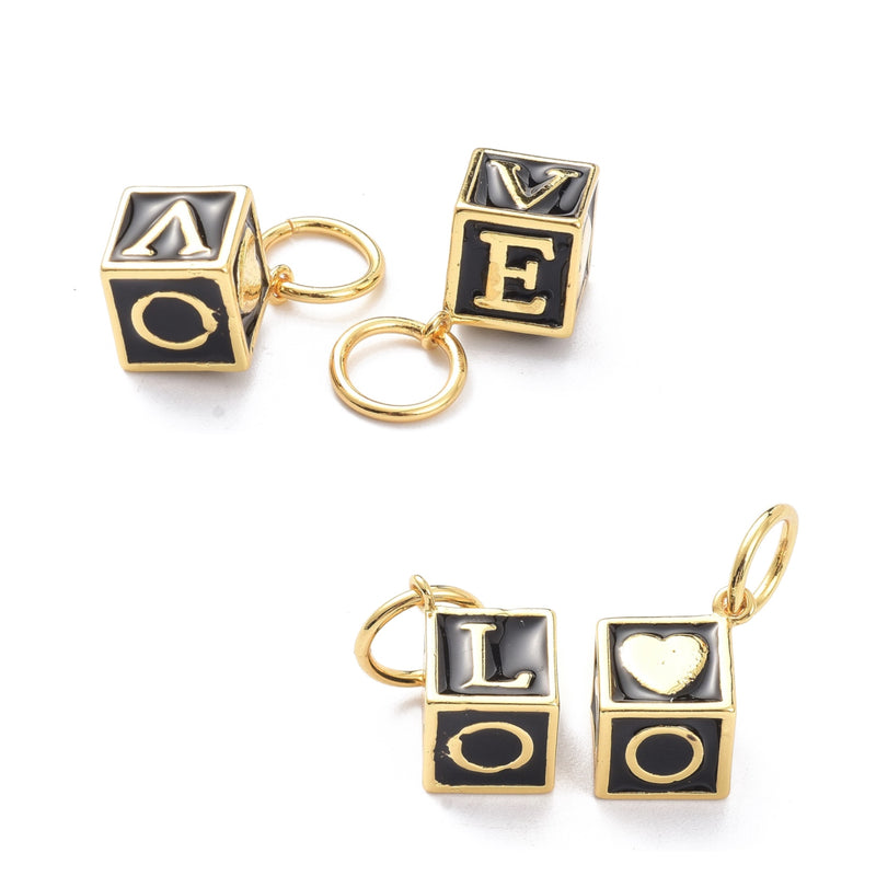 Love, Brass, Enchapado 18k, Charm y Pendant