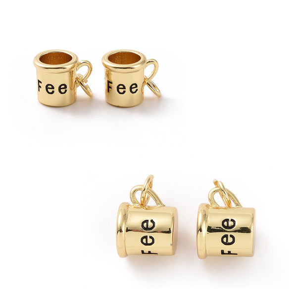 Taza de Café, Coffee, Brass, Enchapado 18k, Charm y Pendant