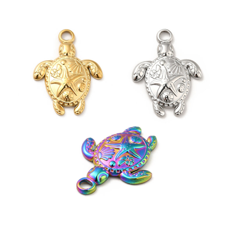 Tortuga, Stainless Steel, Charm y Pendant