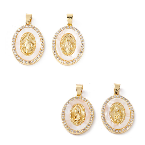 Virgen Milagrosa, Virgen de Guadalupe, Brass, Enchapado 18k, Charm & Pendant