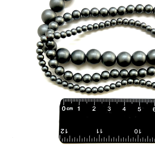 Hematite Frosted Beads, 4mm/6mm/10mm,