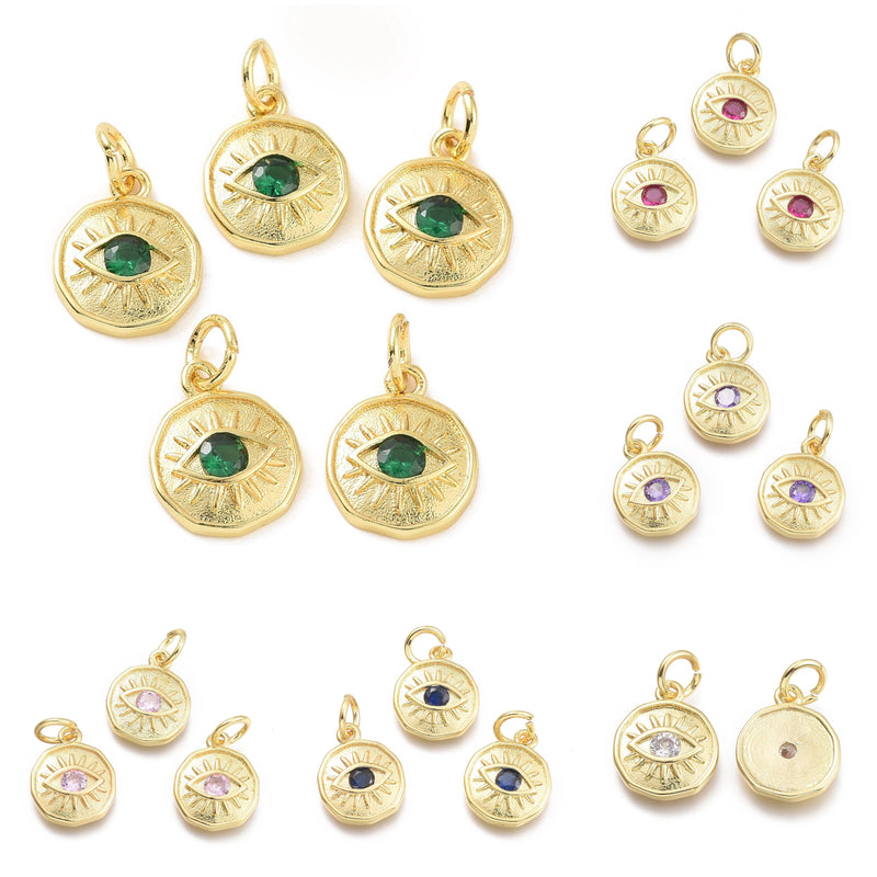 Ojo, Evil Eye, Brass, Enchapado 18k, Charm y Pendant