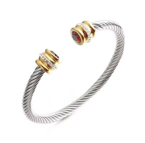 Pulseras Bangle, Cristal del Mes, Stainless Steel, Pulsera