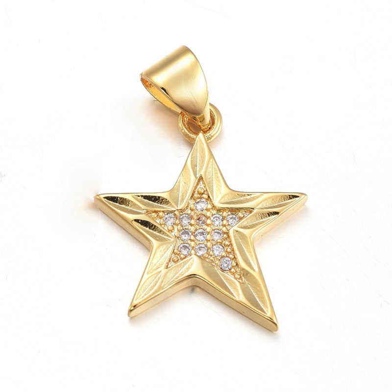 Estrella, Brass, Enchapado, Charm y Pendant