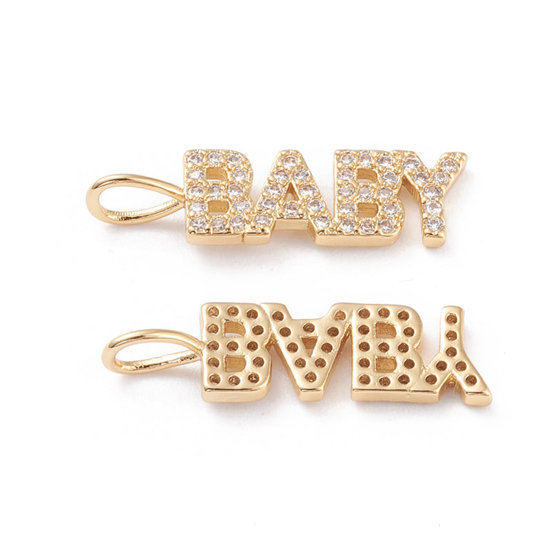 BABY, Brass, Enchapado 18k, Charm y Pendant