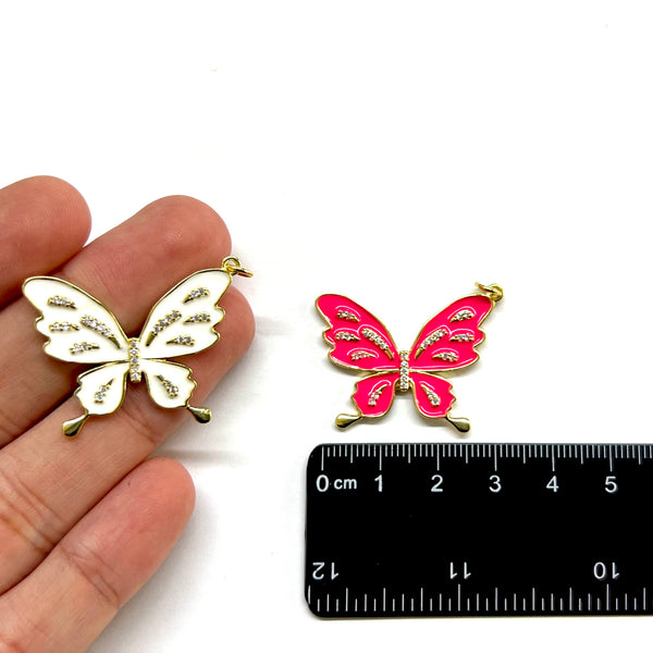 Mariposa, Brass, Enchapado 18k, Charm y Pendant