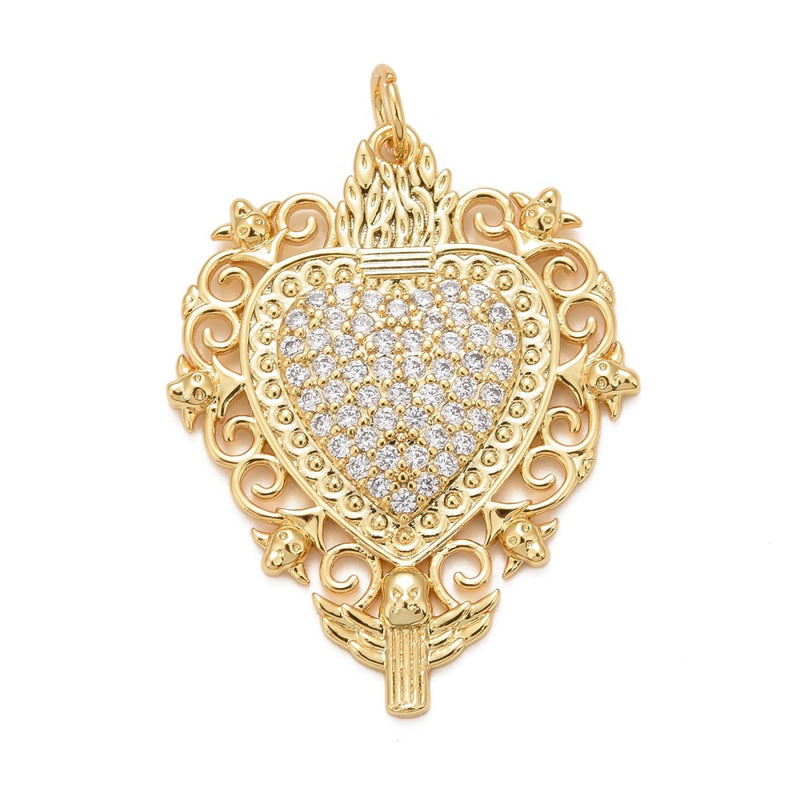 Corazón, Enchapado 18k, Charm y Pendant