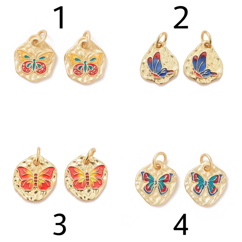 Mariposa, Brass, Enchapado 18k, Charm y Pendant