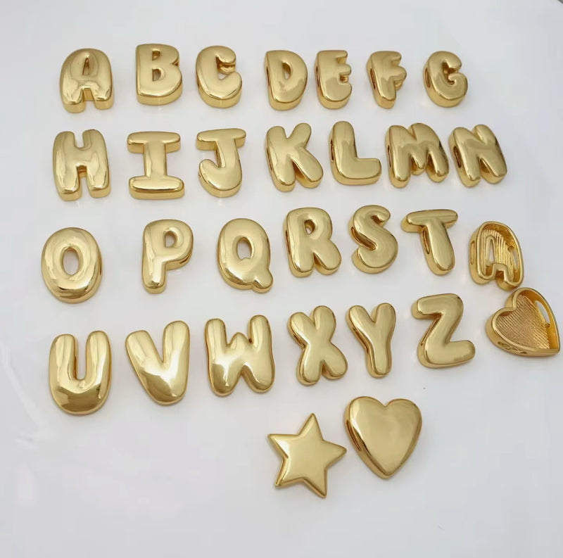 Letra, Inicial, Enchapado 18k, Pasador Deslizante