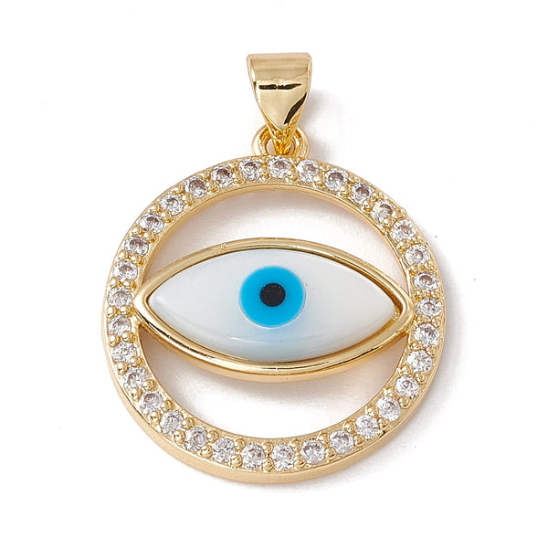 Ojo, Evil Eye, Brass, Enchapado 18k, Charm y Pendant