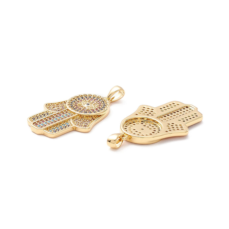 Mano de Hamsa, Fatima, Ojo, Brass, Enchapado 18k, Charm y Pendant