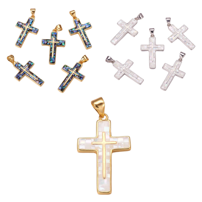 Cruz, Brass, Nacarado, Enchapado, Charm y Pendant