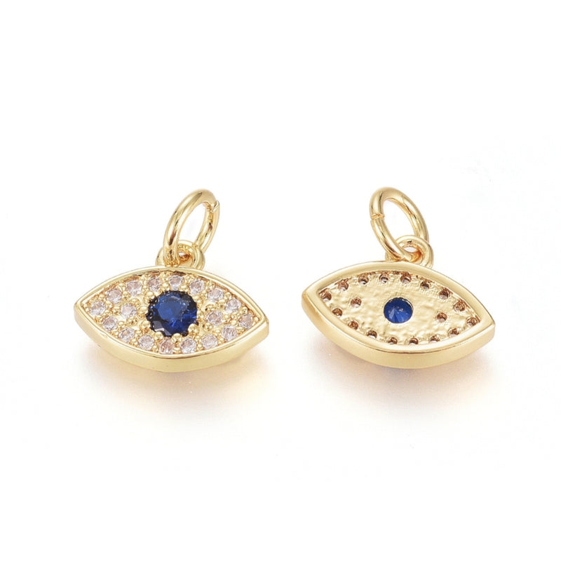 Ojo, Evil Eye, Brass, Enchapado 18k, Charm y Pendant