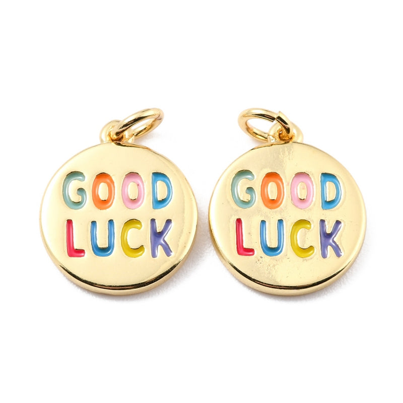 Good Luck, Brass, Enchapado 18k, Charm y Pendant