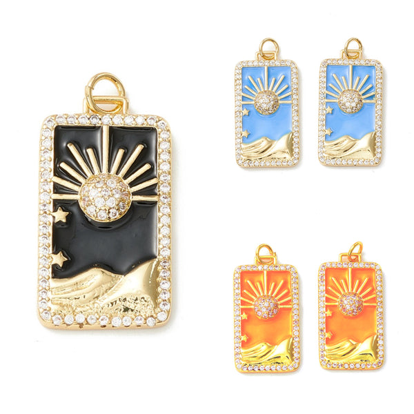 Sol, Brass, Enchapado 18k, Charm y Pendant