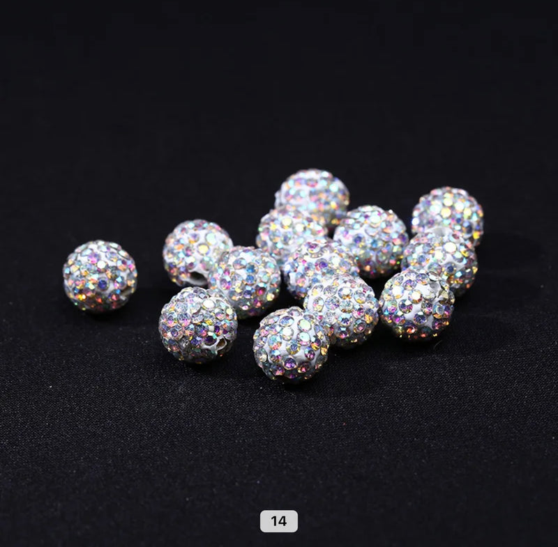 Rhinestone Clay Beads, 8mm