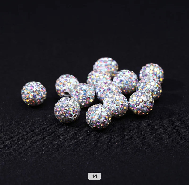 Rhinestone Clay Beads, 10mm