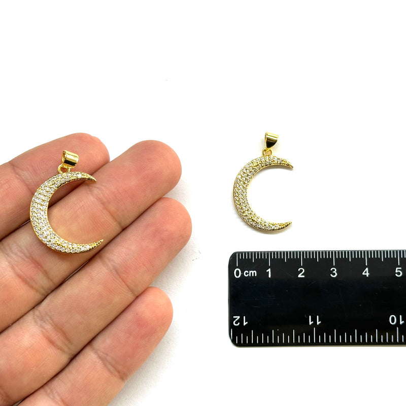 Luna, Brass, Enchapado 18k, Charm y Pendant