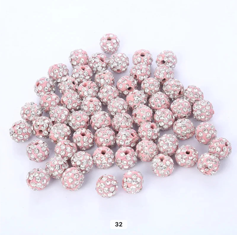 Rhinestone Clay Beads, 10mm