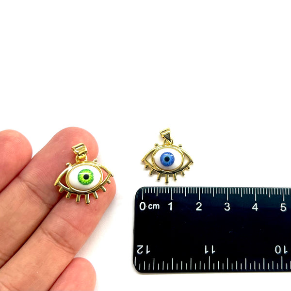 Ojo, Evil Eye, Brass, Enchapado 18k, Charm y Pendant