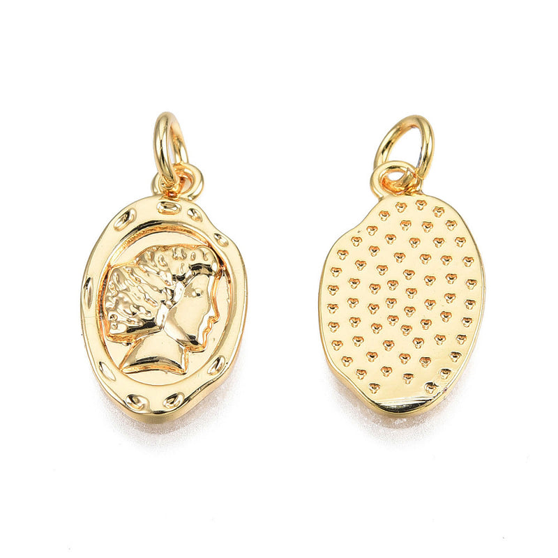 Moneda, Brass, Enchapado 18k, Charm y Pendant