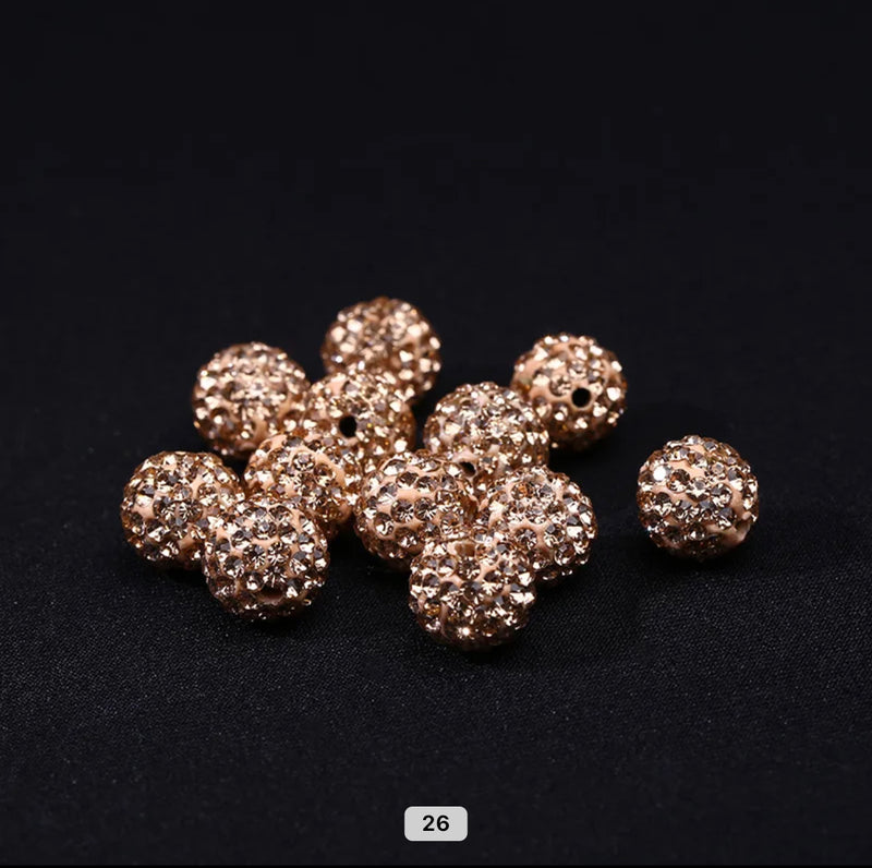 Rhinestone Clay Beads, 10mm