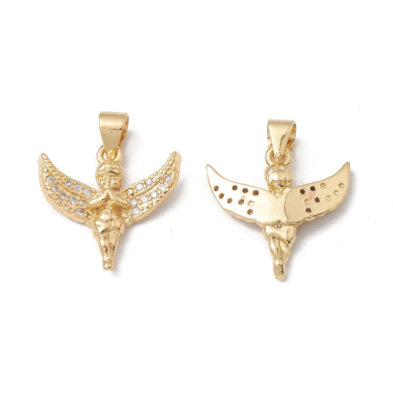 Angel, Brass, Enchapado 18k, Charm y Pendant