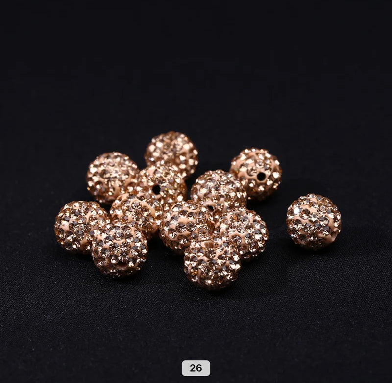 Rhinestone Clay Beads, 8mm