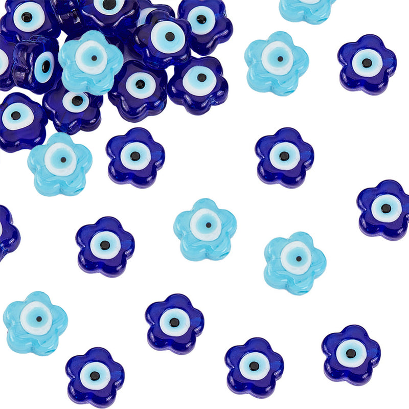 Ojo, Flor, Cristal, 12mm, Beads