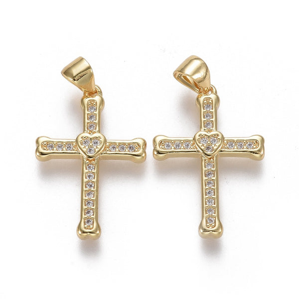 Cruz, Brass, Enchapado 18k, Charm y Pendant