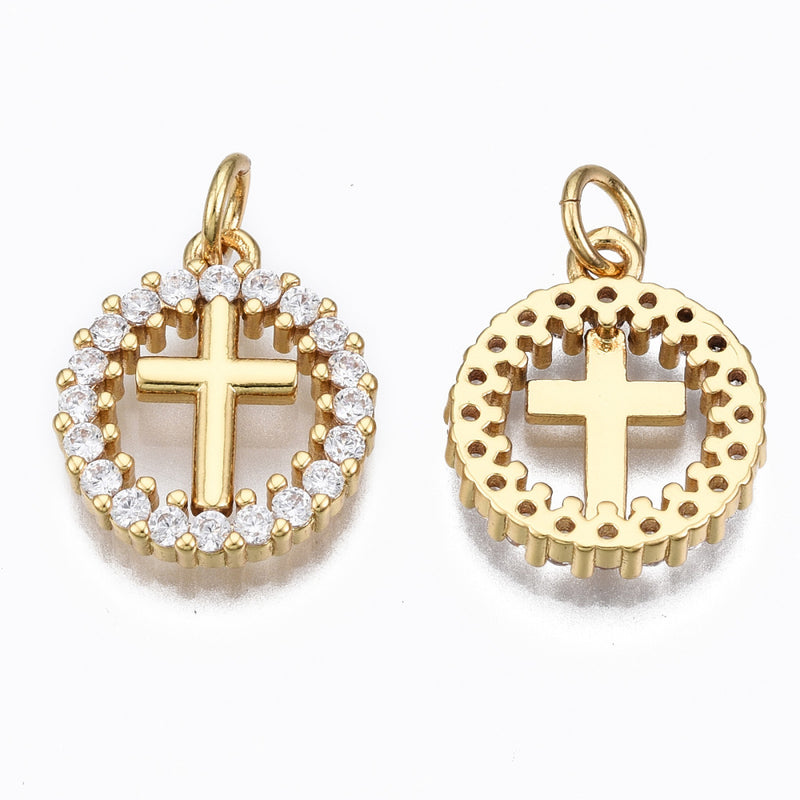 Cruz, Brass, Enchapado 16k, Charm y Pendant