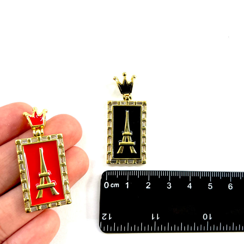 Torre Eiffel, Brass, Enchapado 18k, Charm y Pendant