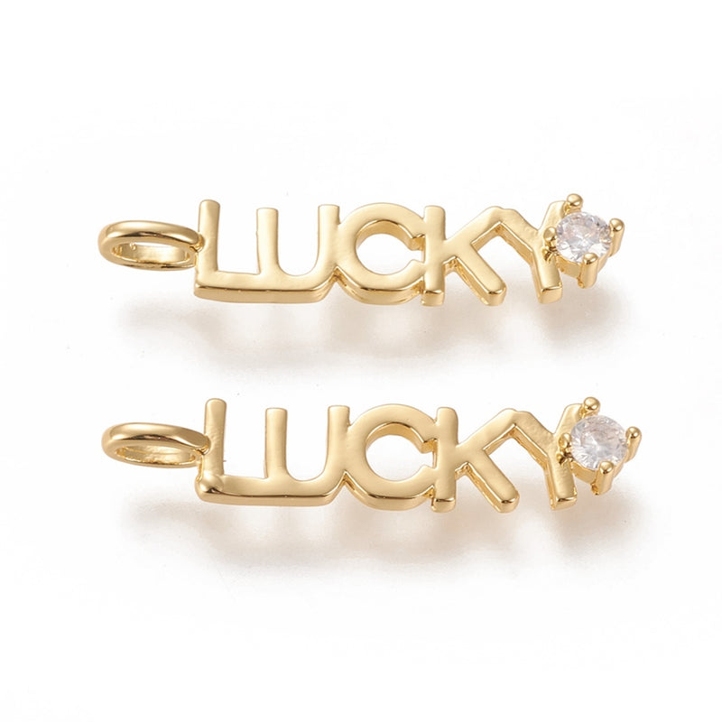 Lucky, Brass, Enchapado 18k, Charm y Pendant