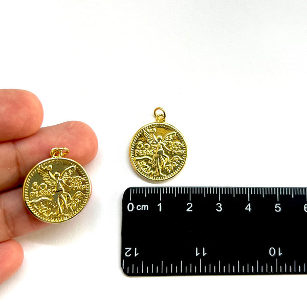 Moneda, Angel, Brass, Enchapado 18k, Charm y Pendant