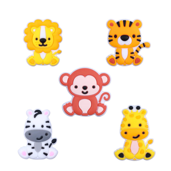 León, Tigre, Mono, Girafa, Zebra, Silicona, Beads