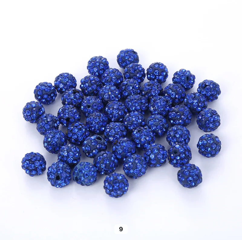 Rhinestone Clay Beads, 8mm