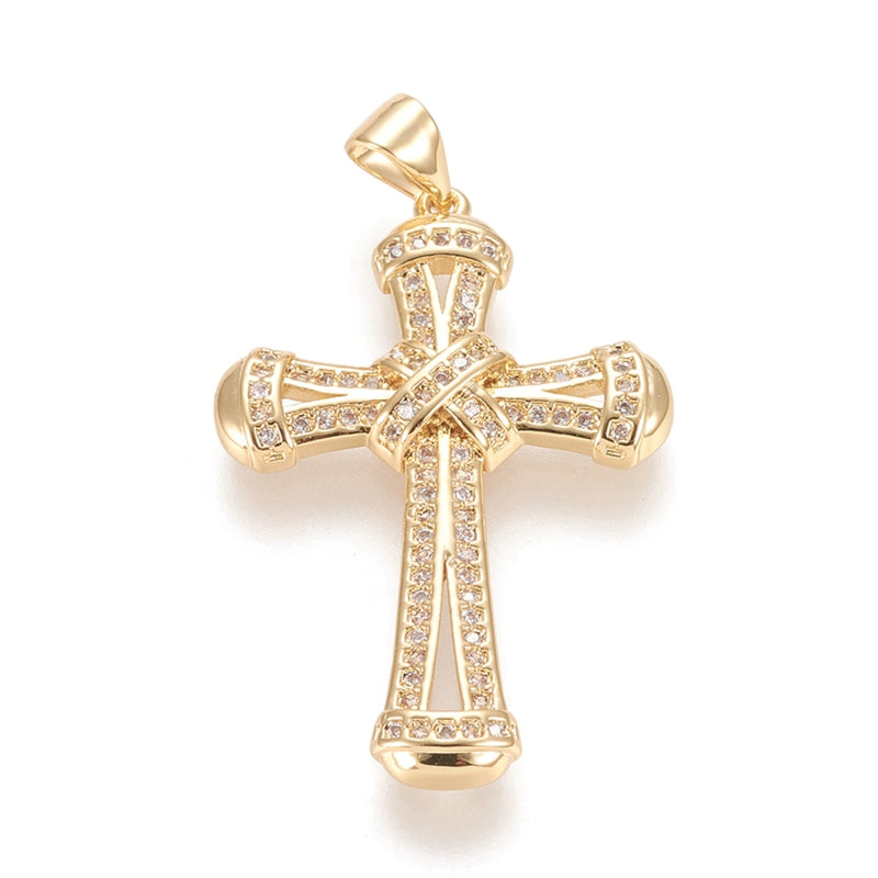 Cruz, Brass, Enchapado 18k, Charm y Pendant