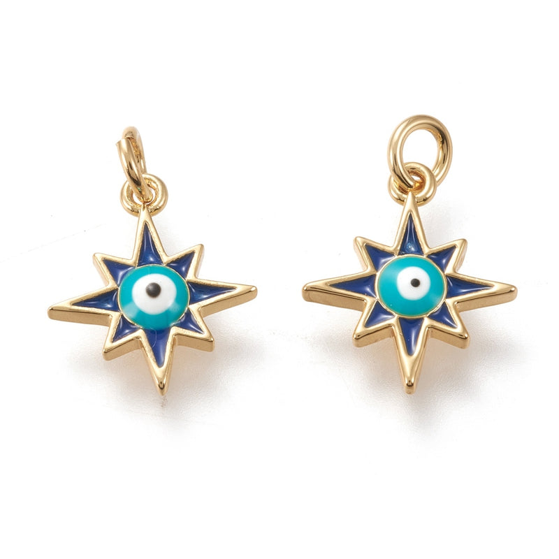 Ojo, Evil Eye, Estrella, Brass, Enchapado, Charm y Pendant