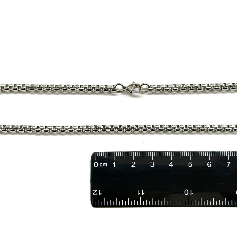 Box Chain, Stainless Steel, 4mm, Cadena Montada