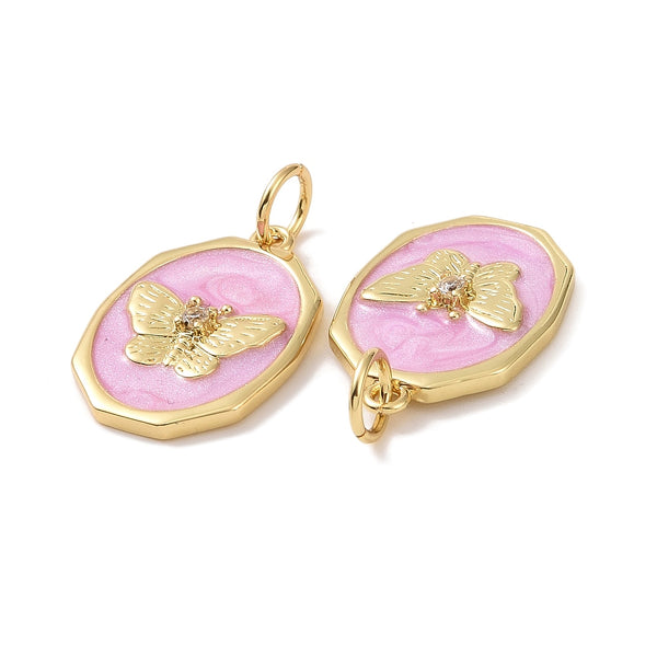 Mariposa, Brass, Enchapado 18k, Charm y Pendant