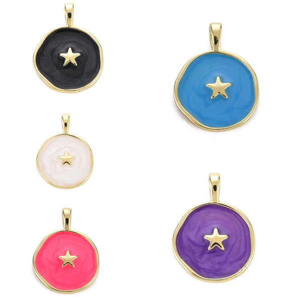 Estrella, Brass, Enchapado 16k, Charm y Pendant