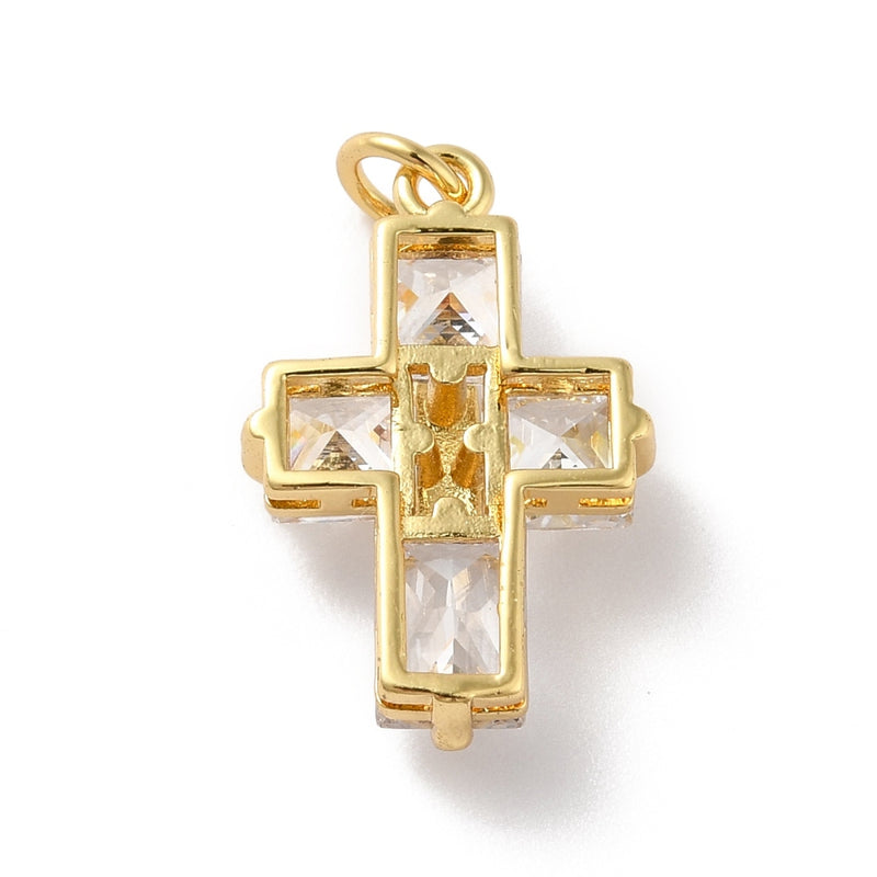 Cruz, Brass, Enchapado 18k, Charm y Pendant