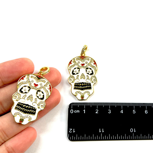 Calavera, Brass, Enchapado 18k, Charm y Pendants