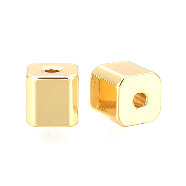 Cubo, Separador, Enchapado 18k, Beads