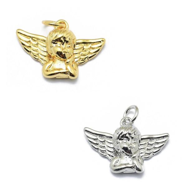 Angel, Brass, Enchapado 18k, Charm y Pendant