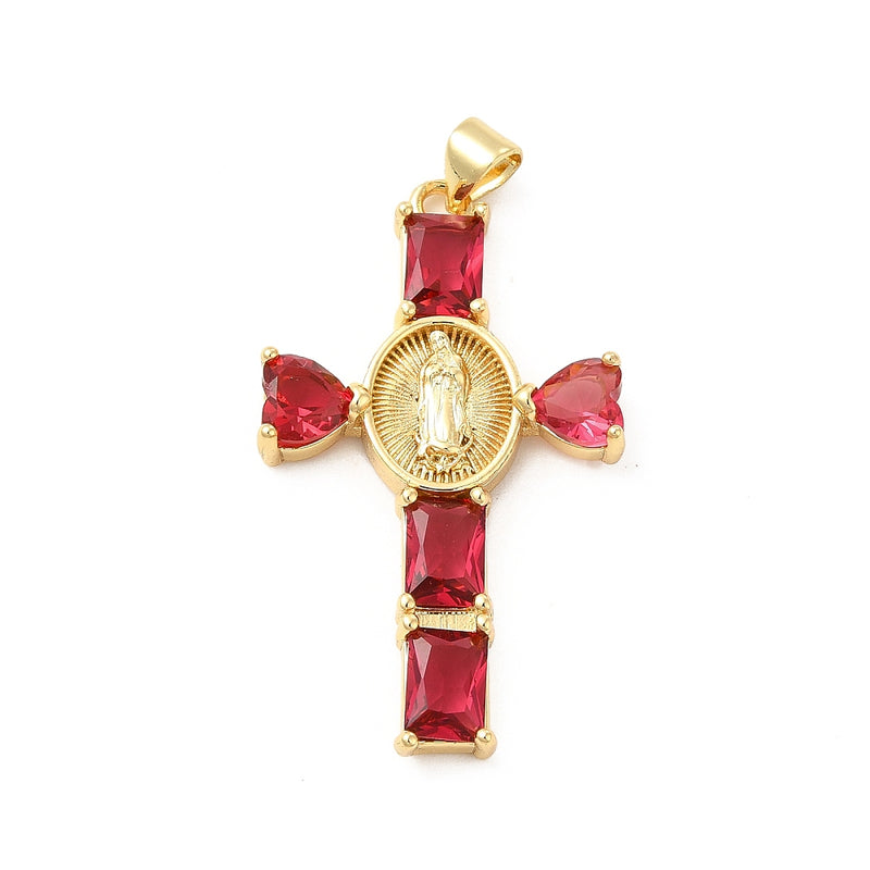 Cruz, Virgen, Brass, Enchapado 18k, Charm y Pendant