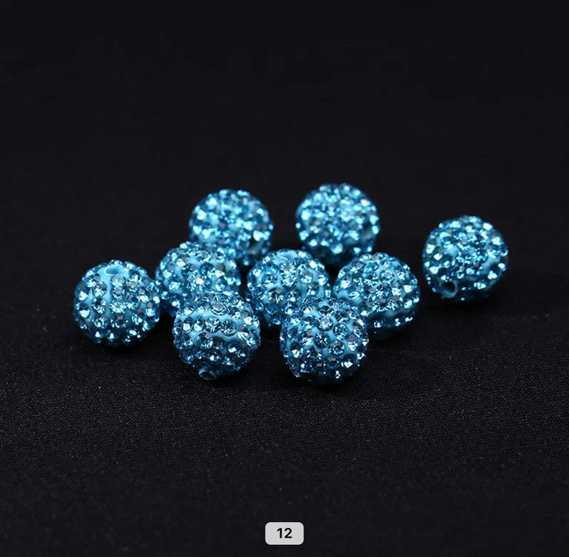 Rhinestone Clay Beads, 10mm