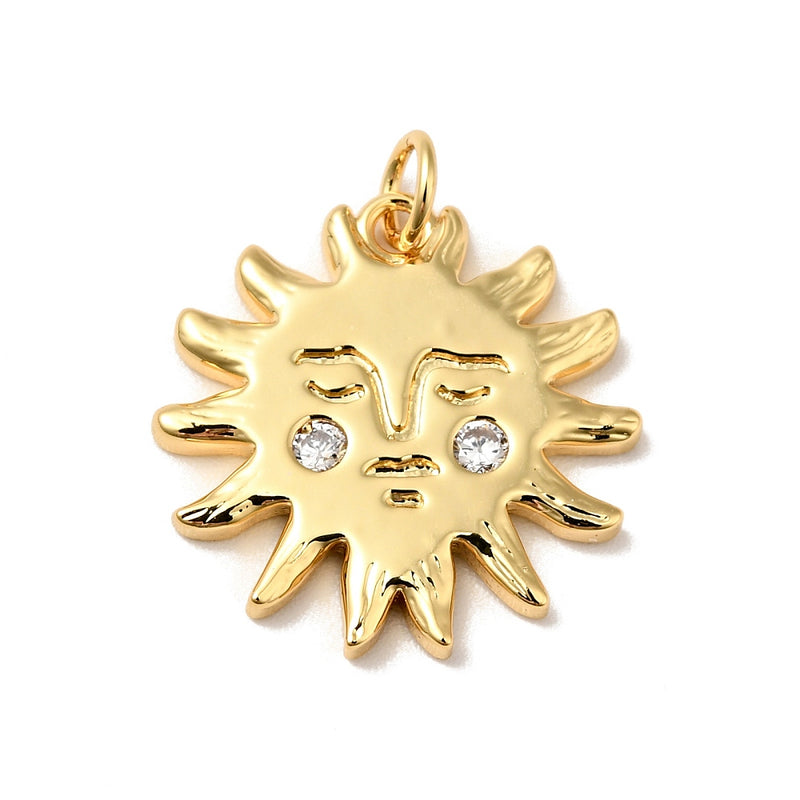 Sol, Brass, Enchapado 18k, Charm y Pendant