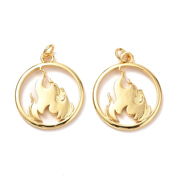 Fuego, Brass, Enchapado 18k, Charm y Pendant